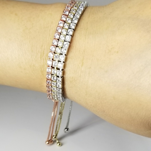 Bracelet / Anklet Pave CZ Diamond Slider NEW - Picture 11 of 11